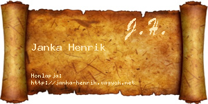 Janka Henrik névjegykártya